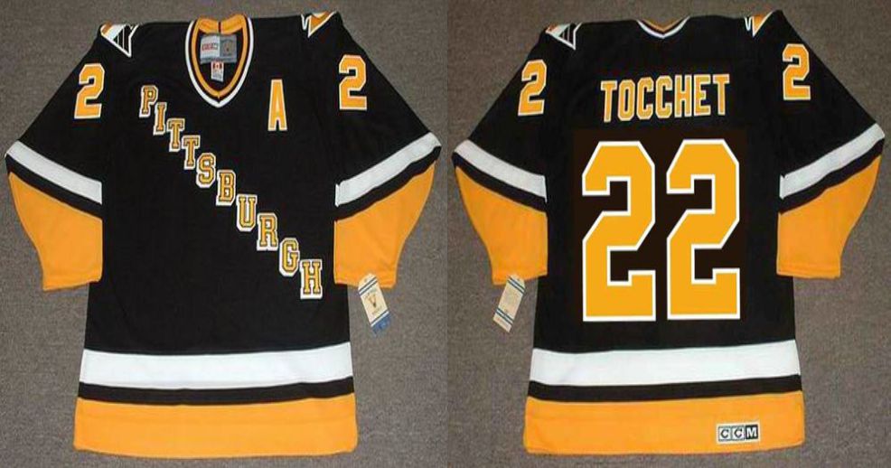 2019 Men Pittsburgh Penguins #22 Tocchet Black CCM NHL jerseys